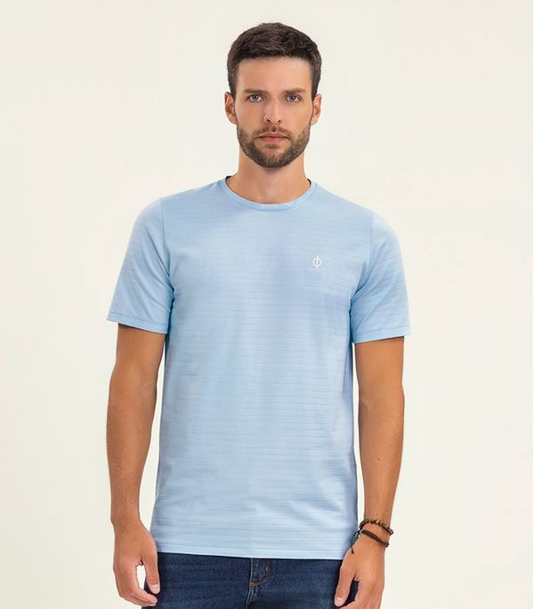 Camiseta Masculina Cotton Listrado Diametro Azul GG