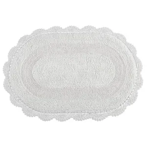 Tapete de Banheiro Crochê Oval Casa K Poliéster 50x80cm Branco Kacyumara Tapete Crochê Oval Casa K Poliéster 50x80cm Branco Kacyumara