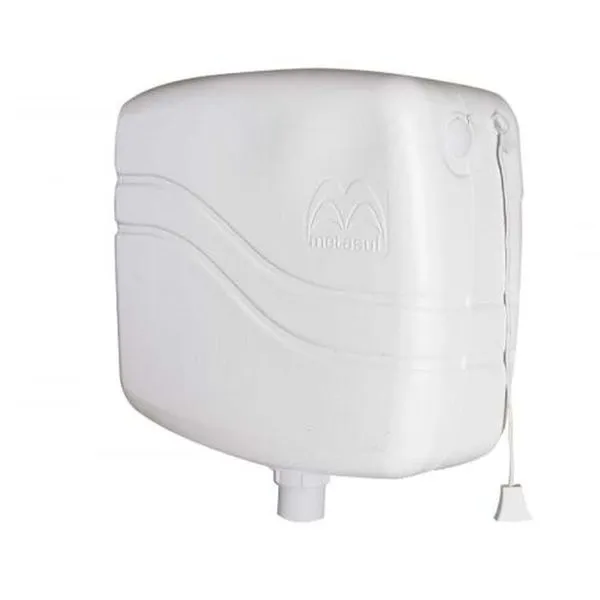 Caixa Descarga Branca 9l Metasul Polietileno Alta Densidade Vazão 1,3 L/s 35x17x31 Regulagem 9 Litro