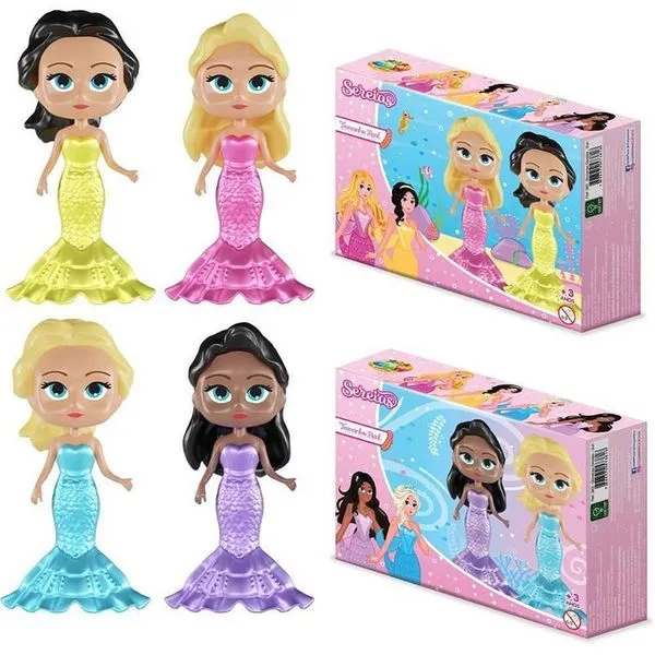 Brinquedo para Montar Boneca Sereia Colecionável com 2 Unidades Roupas Trocáveis GGB Plast Brinquedo para Montar Boneca Sereia 2 Unidades Colecionável GGB Plast