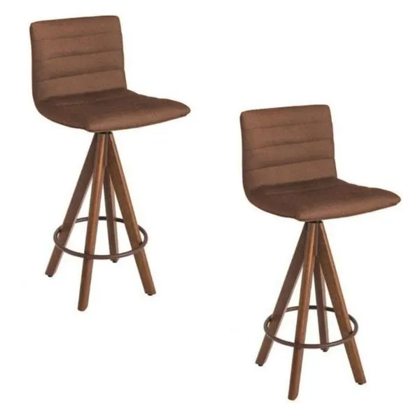 2 Banquetas Liz Gourmet Giratória-marrom Camurça