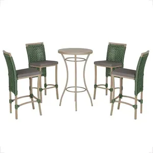 Mesa Bistro E 4 Banquetas Roma Fendi Corda Náutica 11 Verde