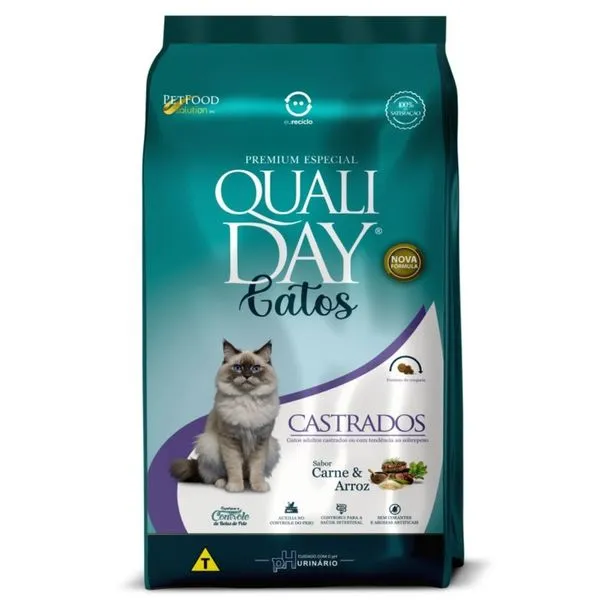 Ração Qualiday Gato Adulto Castrados Carne 10,1kg (MP)