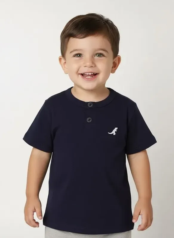 Camiseta Manga Curta Infantil Para Menino - MARINHO 1