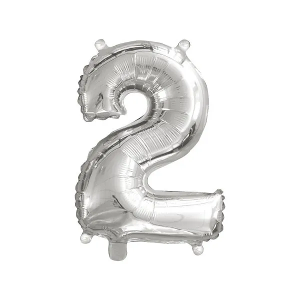 Balão Número 2 Dois 16 Polegadas Prata Brilhoso MOIMB000184 / MOPR000133 - Brdecor