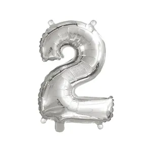 Balão Número 2 Dois 16 Polegadas Prata Brilhoso MOIMB000184 / MOPR000133 - Brdecor