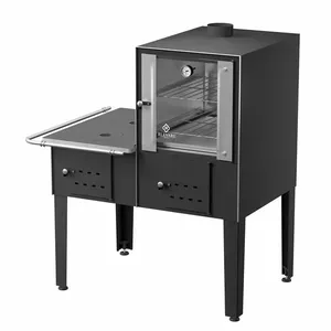 Forno Acoplado a Lenha 4 Bocas Elevare Industrial N°01 Esquerdo com Chapa Superior de Ferro Fundido Preto Forno Acoplado a Lenha 4 Bocas Elevare Industrial N°01 Esquerdo com Chapa de Ferro Fundido Preto