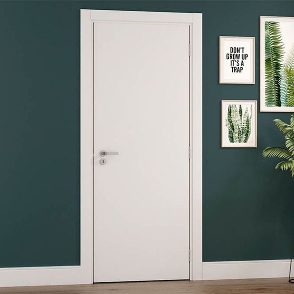 Kit Porta Lisa MDP Branco 210x72cm Reversível Batente 8cm Vert