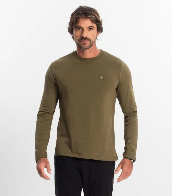 Camiseta Manga Longa Meia Malha Diametro Verde Plus G4