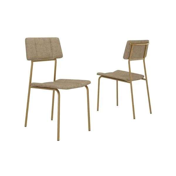 Cadeira Cozinha Carraro Lou 1742 Aço Kit 2 Uni Dourado/Branco