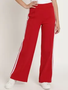 Calça Wide Leg Listrada Juvenil Para Menina - VERMELHO 10