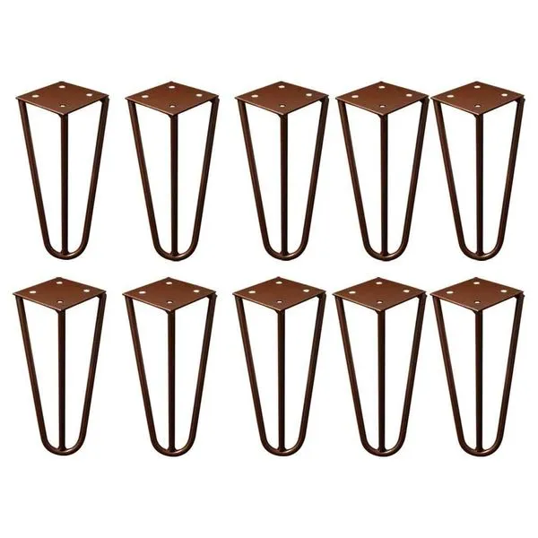 Kit 10 Pés De Metal 25 Cm Hairpin Legs Rack E Puffs Bronze G41 Kit 10 Pés Hairpin de Metal Gran Belo G41 para Móveis 25cm Bronze