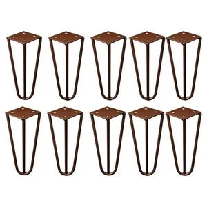 Kit 10 Pés De Metal 25 Cm Hairpin Legs Rack E Puffs Bronze G41 Kit 10 Pés Hairpin de Metal Gran Belo G41 para Móveis 25cm Bronze
