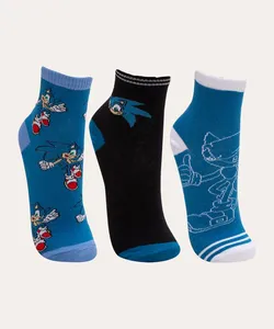 kit de 3 pares de meias sonic infantil multicor 30-33