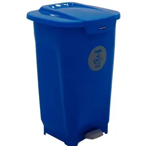 Lixeira para Coleta Seletiva com Pedal Tramontina T-Force em Polipropileno 50 L Azul