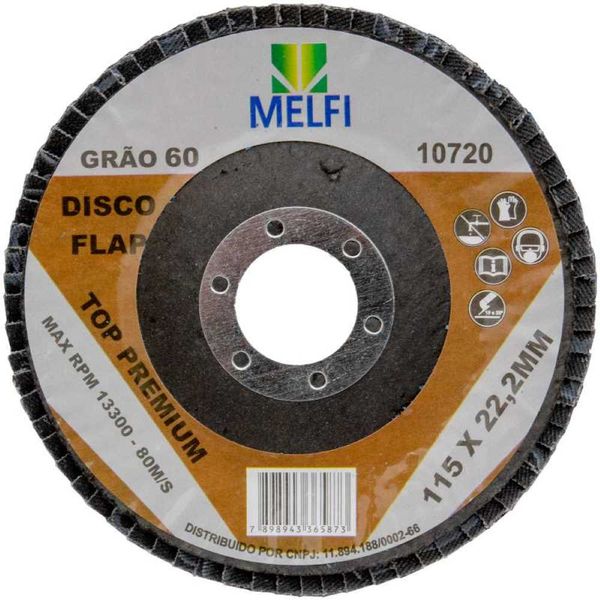 Disco Flap Grão 60 Melfi Disco Flap 4.1/2" 180x22,23mm Grão 60 Melfi