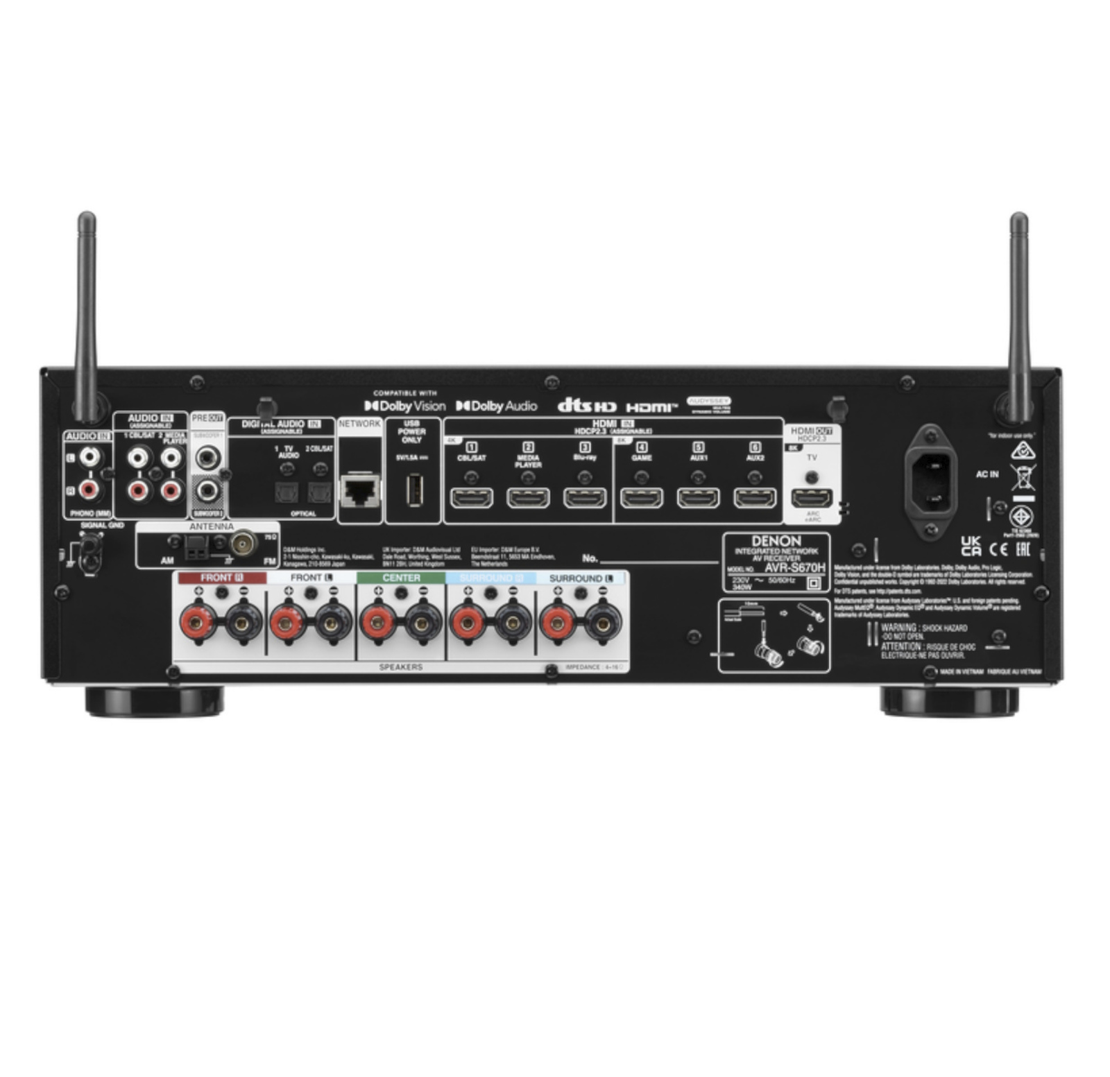 ( 220v ) Receiver Denon AVR-S670H 5.2 canais Dolby TrueHD e DTS-HD