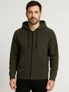 Jaqueta Fleece com Capuz Masculina VERDE GG
