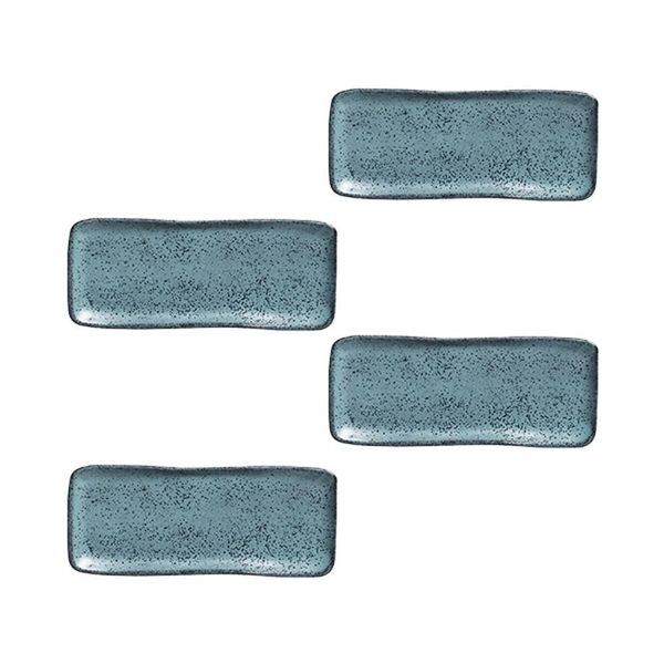Conjunto de Travessas Retangulares Pequenas Porto Brasil Orgânico Night Sky 22x9,5cm - 4 Peças Azul