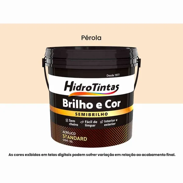 Tinta Acrílica Hidrotintas Standard Semibrilho 15L Brilho E Cor Pérola (MP)