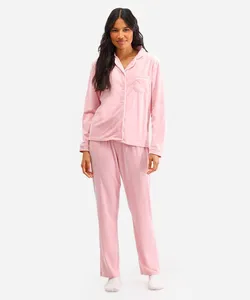 pijama americano longo de plush - rosa claro GG