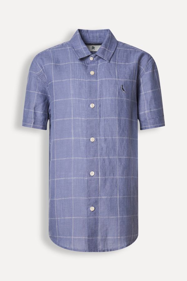 Camisa Mini Mc Xadrez Azul Jeans - 10