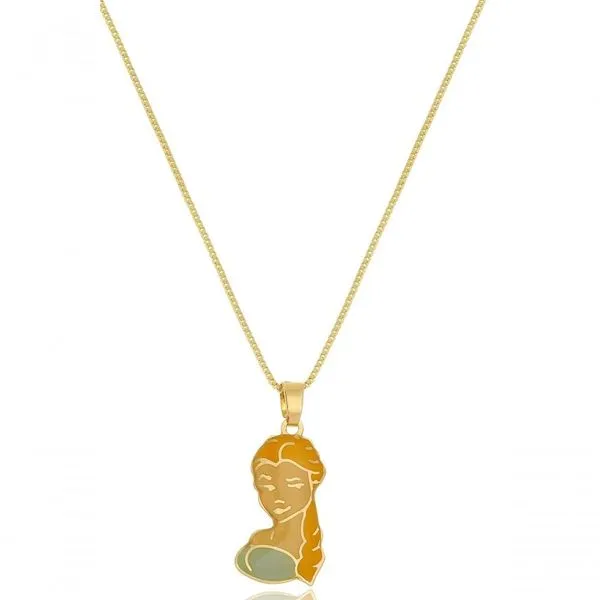 Colar Floratta Joias Elsa Frozen [F027] Banhado em Ouro 18k Dourado Personalizado Hipoalergênico Feminino Colar Floratta Joias Elsa Frozen [F027] Banhado em Ouro 18k Dourado Hipoalergênico Feminino