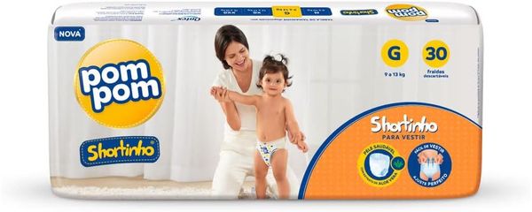 Fralda Pom Pom Shortinho Jumbo G 30 Unidades