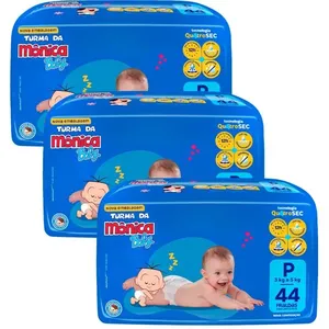 Kit 3 Fraldas Turma Da Mônica Mega P - 132 Tiras