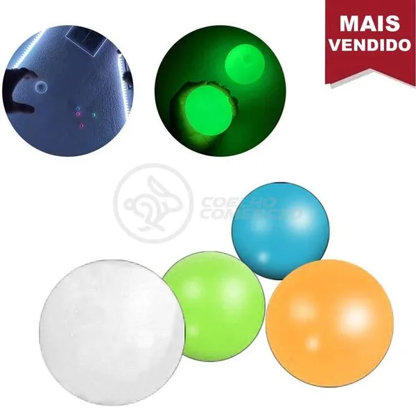 Toy Bolinha Globble Anti Stress De Apertar Do Luminosa Fluorecente Gruda Teto E Parede