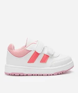 tênis casual infantil com velcro bicolor branco 22
