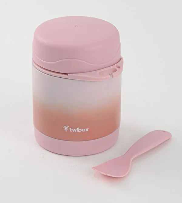 Pote Térmico Parede Dupla com Talher Rosa 300ml Twibex Rosa