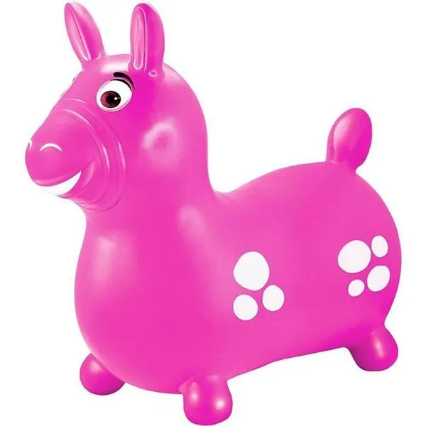 Cavalinho Infantil Inflável Vinil Atóxico Rosa 52x51cm Estimula Equilíbrio e Coordenação Motora Cavalinho Infantil Inflável Vinil Atóxico Rosa 52x51cm