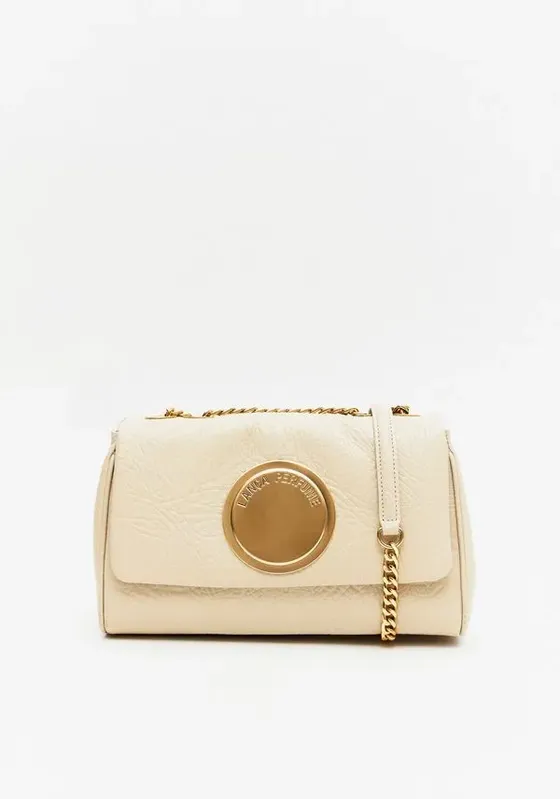 Bolsa Shoulder Couro E Enfeite Metal Bege U