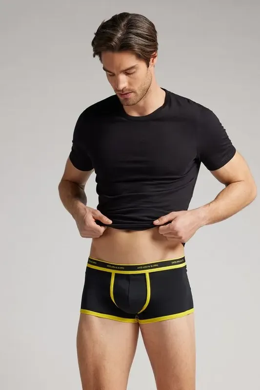 Cueca Boxer Em Algodão Supima Com Logotipo - Preto P