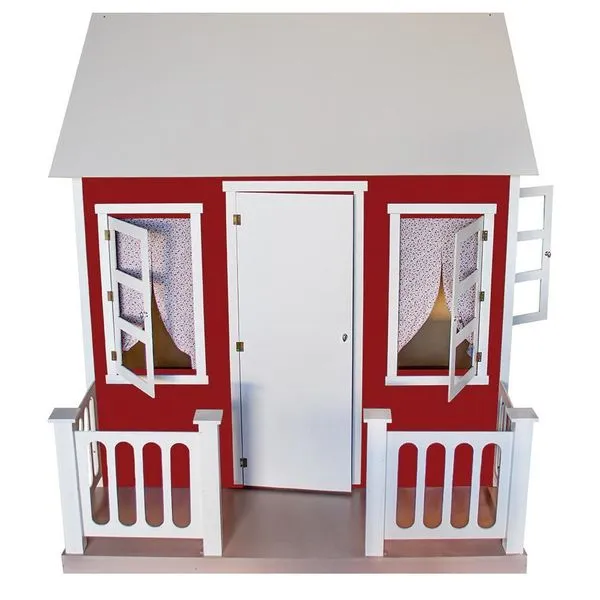 Casinha de Brinquedo com Cercado e Cortinas L12 para Crianças Vermelho-branco Gran Belo Casinha de Brinquedo com Cercado e Cortinas L12 Vermelho-branco Gran Belo