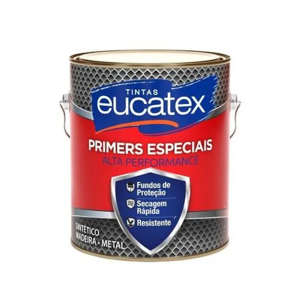 Primer Fundo para Madeira Primer Especial Grafite Claro Galão 3,6L para Superfícies Internas Eucatex Primer Fundo para Madeira Especial Grafite Claro Galão 3,6L com Alto Poder Selante Eucatex