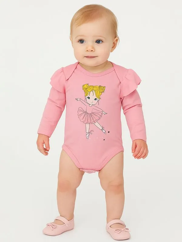 Body Com Babado Infantil Para Bebê - ROSA CLARO P