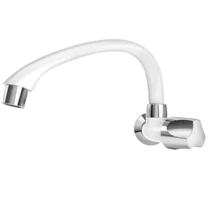Torneira para Cozinha de Parede Horizontal Orbe com Bica Móvel Branco e Cromo Tigre Torneira para Cozinha de Parede Orbe Horizontal Branco e Cromo Tigre