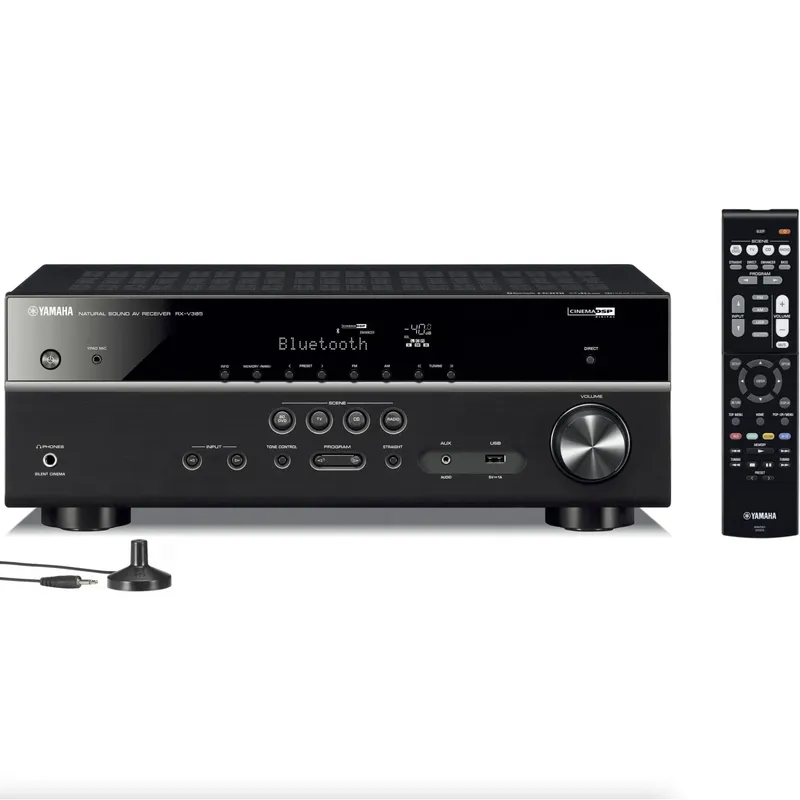 Yamaha RX-V385 Receiver 5.1ch Bluetooth YPAO 4K UltraHD 3D HDR10 - 120v
