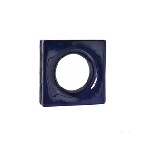 Cobogó Lua esmaltado azul cobalto Cerâmica Martins