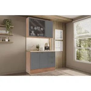 Cozinha Modulada Carraro 2 Peças Bella C2P48 Nogal/Cinza