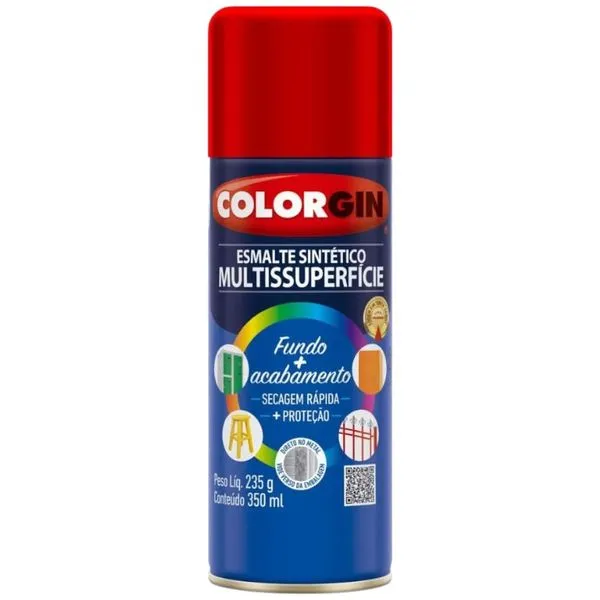 Tinta Spray Colorgin Esmalte Sintético 350ml Vermelho - 730 (MP)