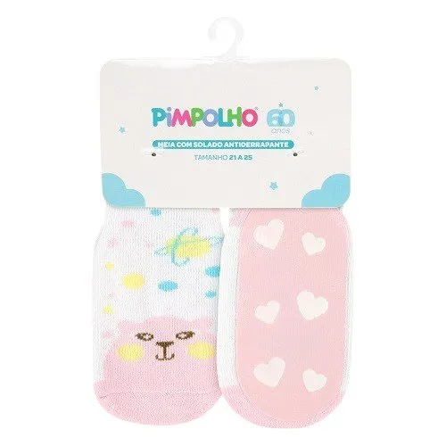 Meia Antiderrapante Pimpolho Gato 21-25 Branca 98982 (MP)