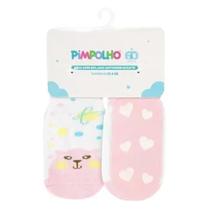 Meia Antiderrapante Pimpolho Gato 21-25 Branca 98982 (MP)
