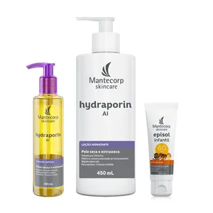 Kit Rotina de Cuidados Infantil Hydraporin AI Óleo 190ml + Loção 450ml + Episol Infantil FPS 60 100ml