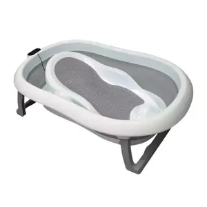 Banheira Baby Happy Premium Baby Dobrável com Termômetro Até 28kg Branco Cinza (MP)