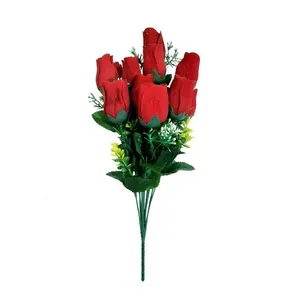 Flor Rosa Botão Aveludado Artificial Vermelha 41 Cm - D\'rossi