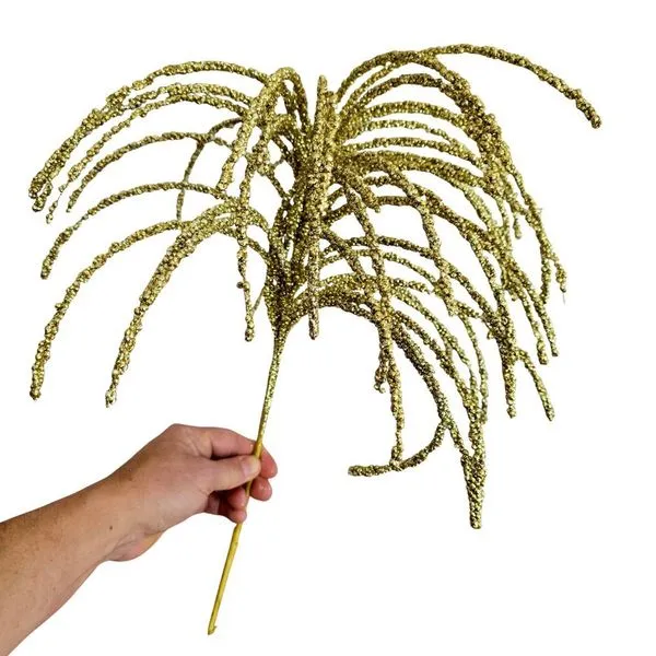 Galho Decorativo Artificial Chuveirinho Dourado 60 cm para Arranjos e Árvore de NATAL com 40 Hastes de Silicone Dourado Galho Decorativo Chuveirinho Dourado 60 cm com 40 Hastes de Silicone e Mini Bolinhas de EPS Tok
