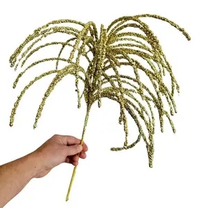 Galho Decorativo Artificial Chuveirinho Dourado 60 cm para Arranjos e Árvore de NATAL com 40 Hastes de Silicone Dourado Galho Decorativo Chuveirinho Dourado 60 cm com 40 Hastes de Silicone e Mini Bolinhas de EPS Tok